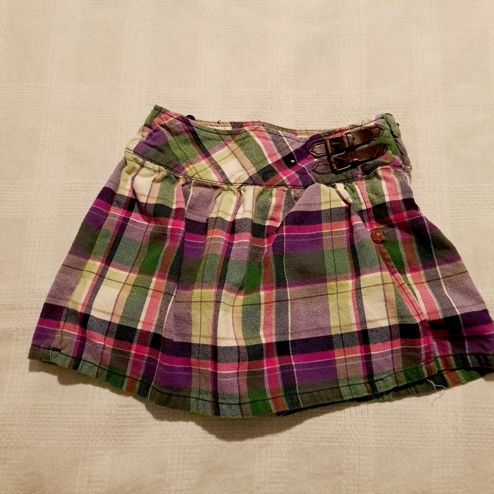 Gymboree girls size 8 plaid flannel skort, faux belt